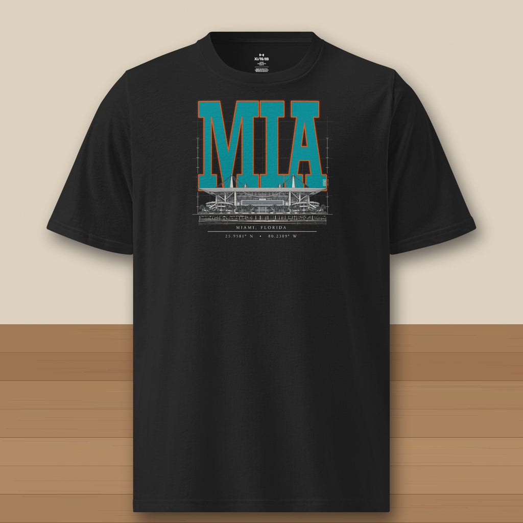 Under Armour Tee · Black · front · Miami Blueprint City athletic tee in black