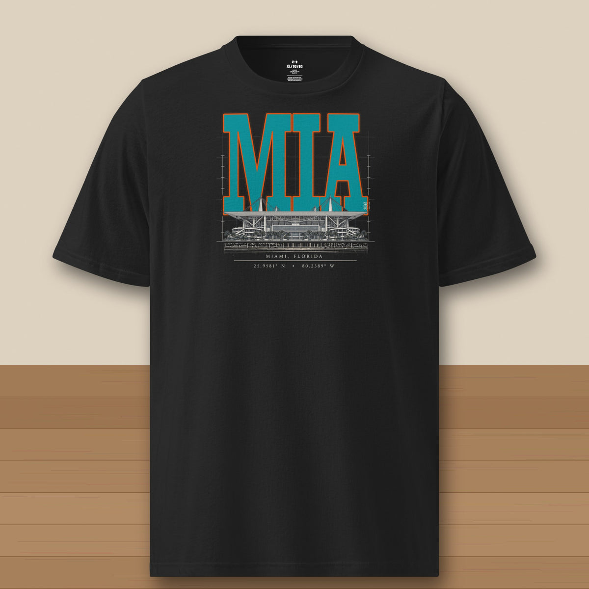 Under Armour Tee · Black · front · Miami Blueprint City athletic tee in black