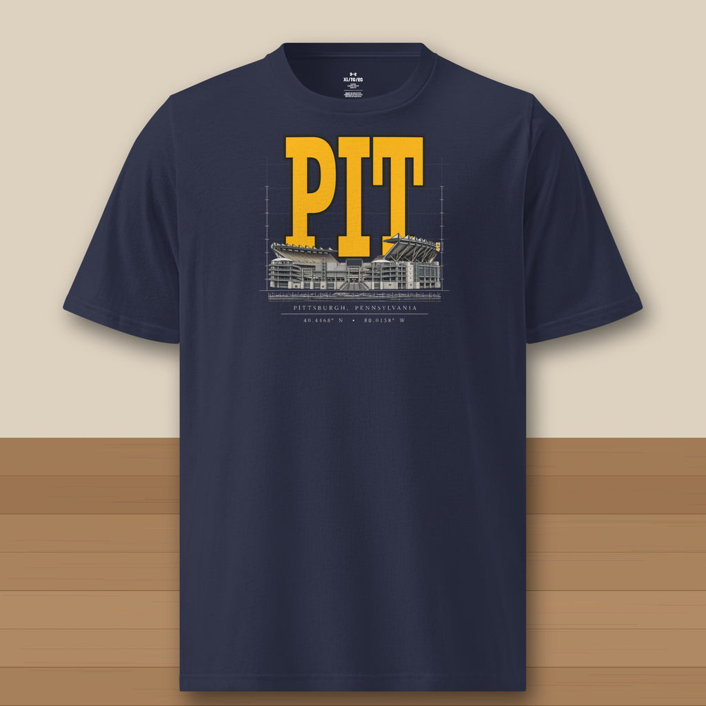 Under Armour Tee · Navy · front · Pittsburgh Blueprint City athletic tee in navy