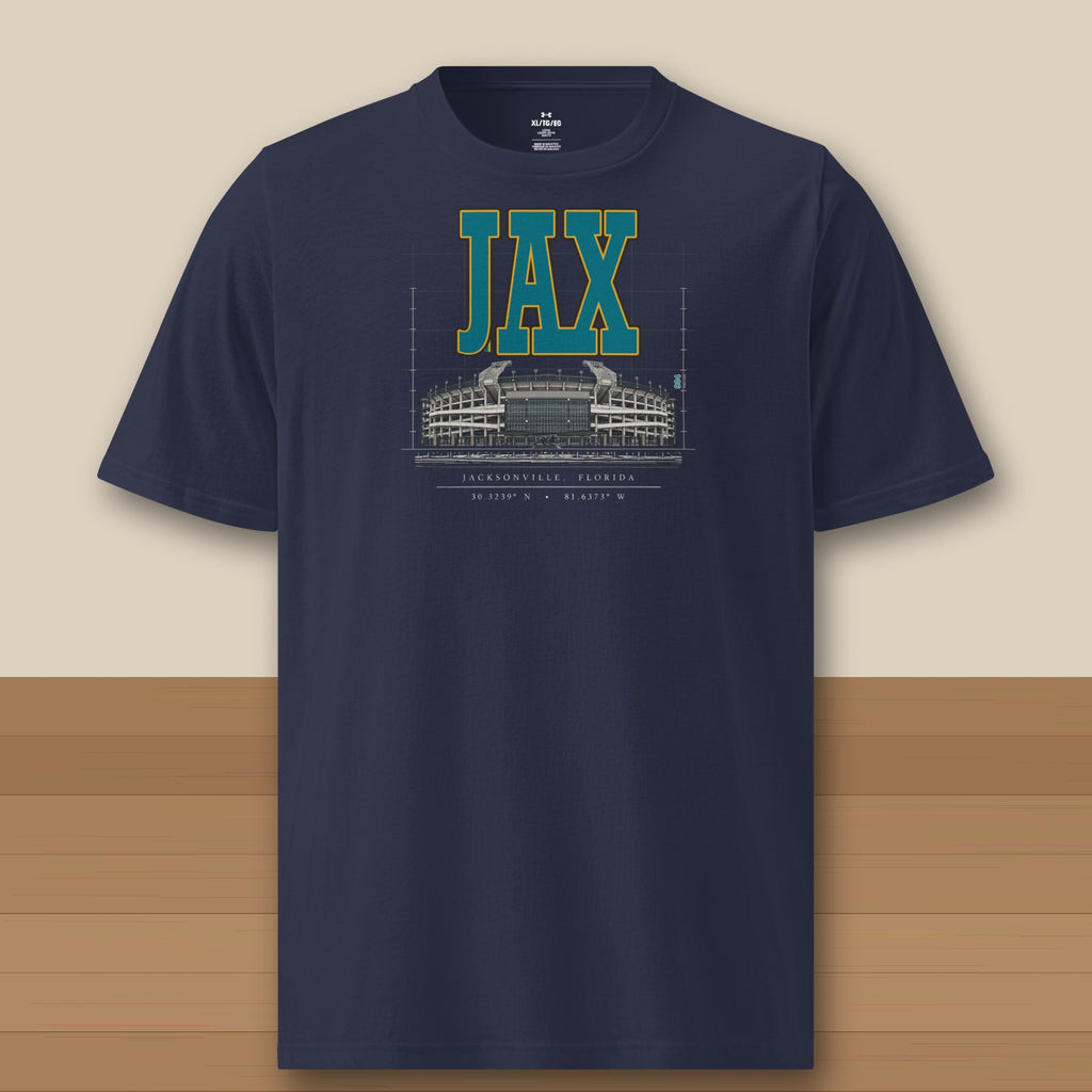 Under Armour Tee · Navy · front · Jacksonville Blueprint City athletic tee in navy
