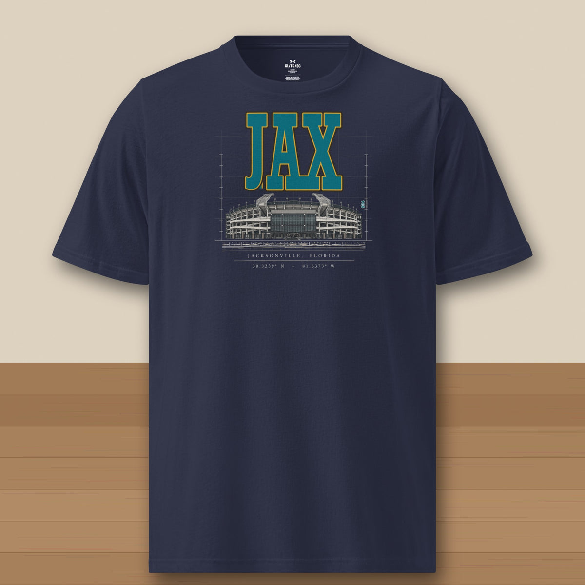Under Armour Tee · Navy · front · Jacksonville Blueprint City athletic tee in navy