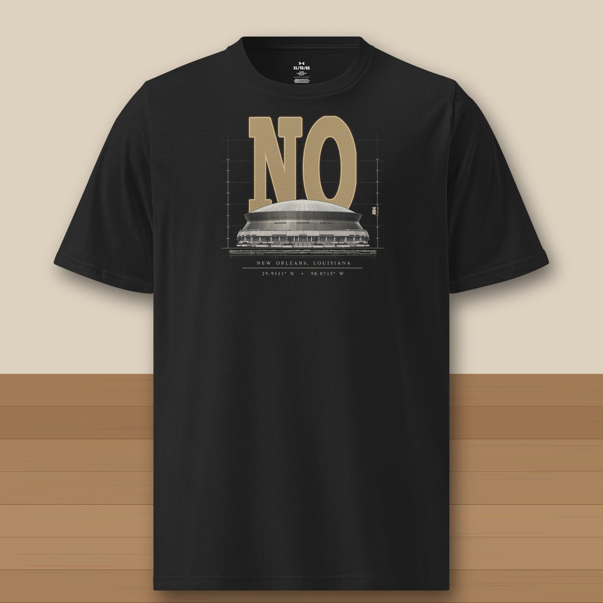 Under Armour Tee · Black · front · New Orleans Blueprint City athletic tee in black