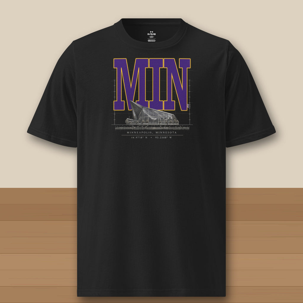 Under Armour Tee · Black · front · Minnesota Blueprint City athletic tee in black
