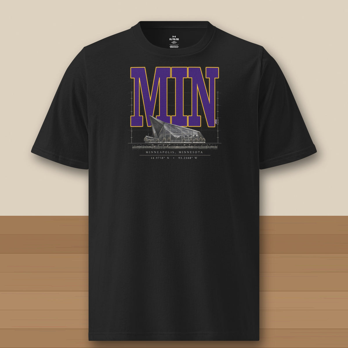 Under Armour Tee · Black · front · Minnesota Blueprint City athletic tee in black