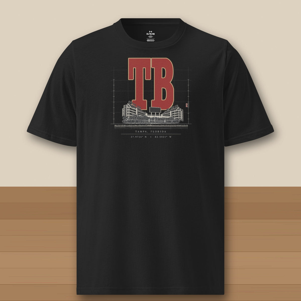 Under Armour Tee · Black · front · Tampa Bay Blueprint City athletic tee in black