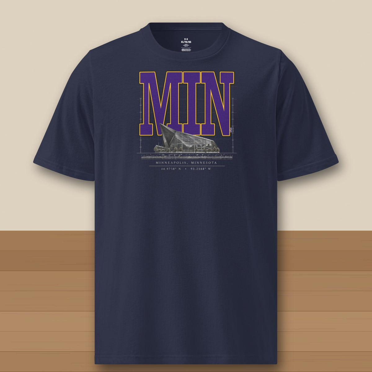 Under Armour Tee · Navy · front · Minnesota Blueprint City athletic tee in navy