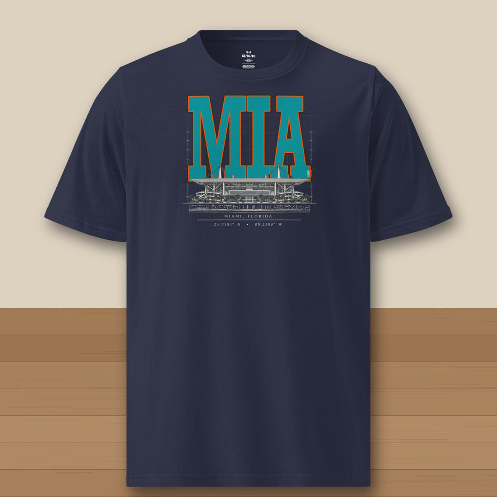 Under Armour Tee · Navy · front · Miami Blueprint City athletic tee in navy