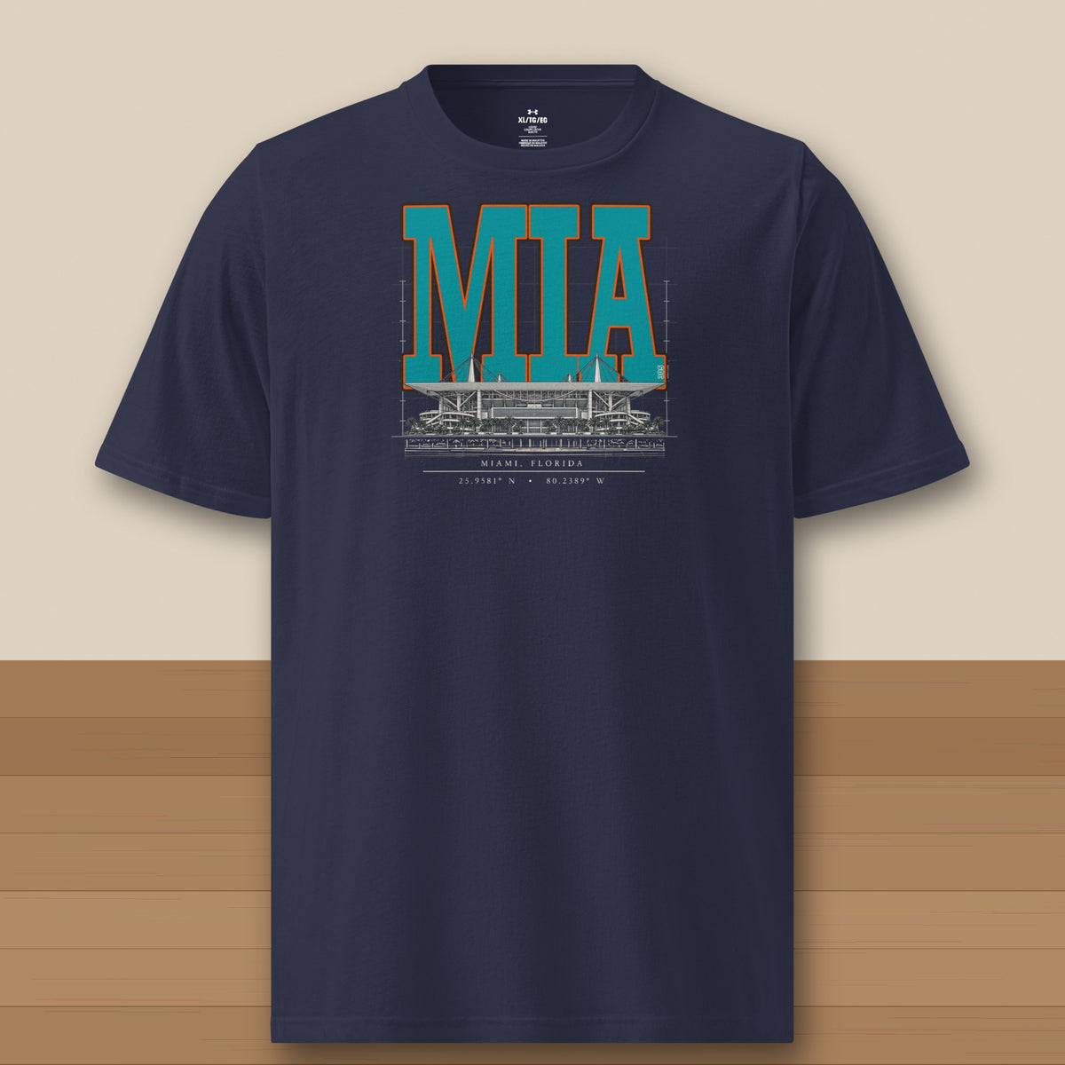 Under Armour Tee · Navy · front · Miami Blueprint City athletic tee in navy