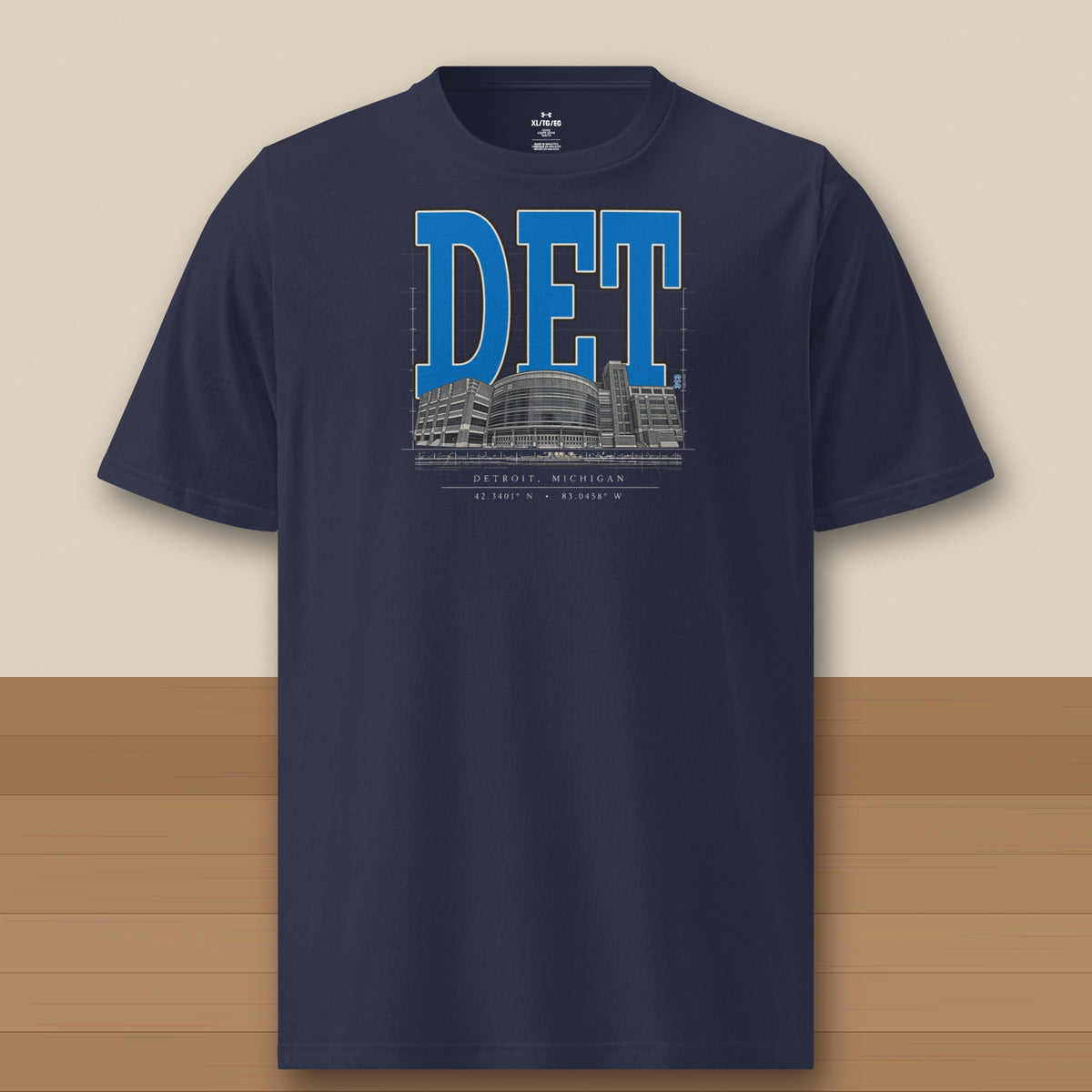 Under Armour Tee · Navy · front · Detroit Blueprint City athletic tee in navy