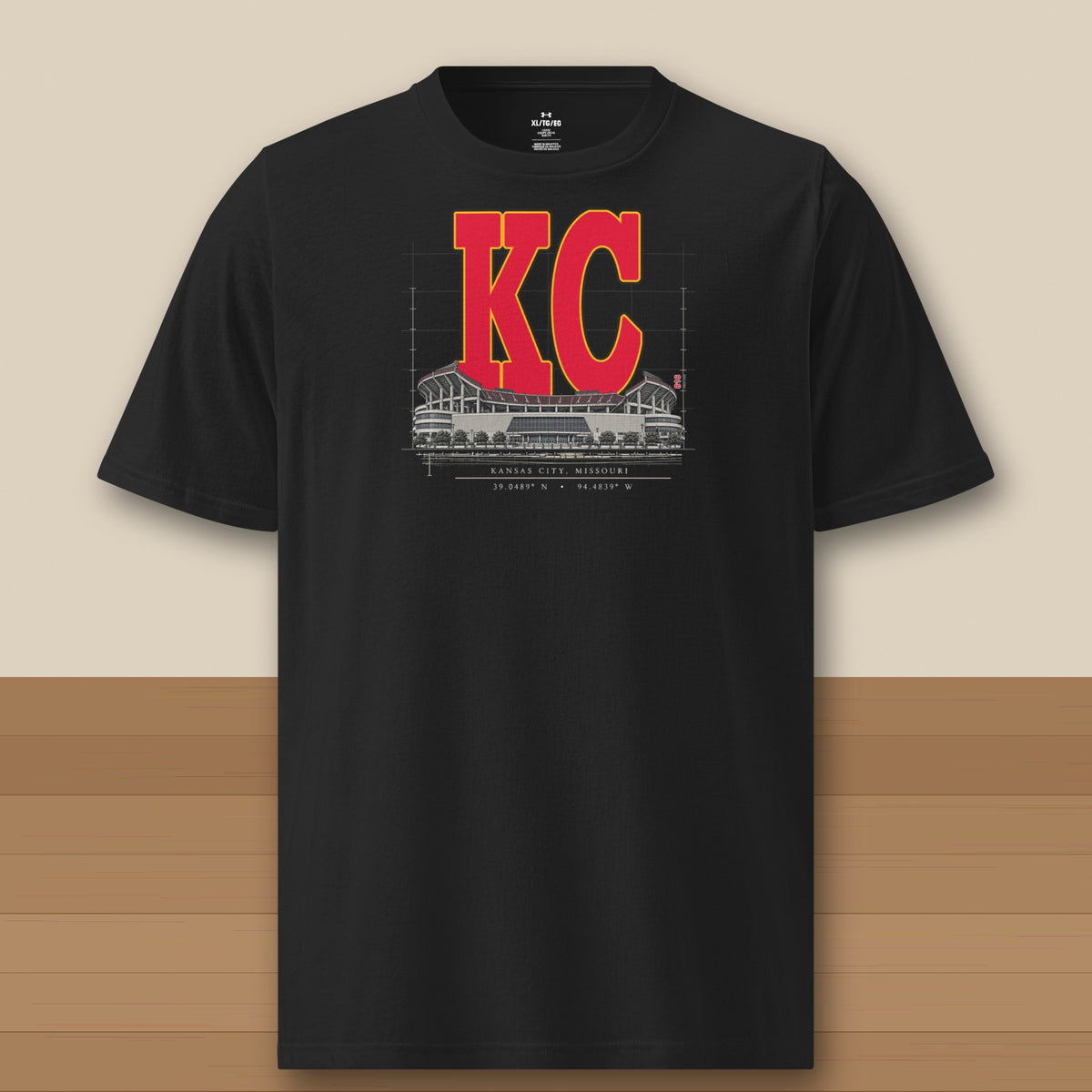 Under Armour Tee · Black · front · Kansas City Blueprint City athletic tee in black
