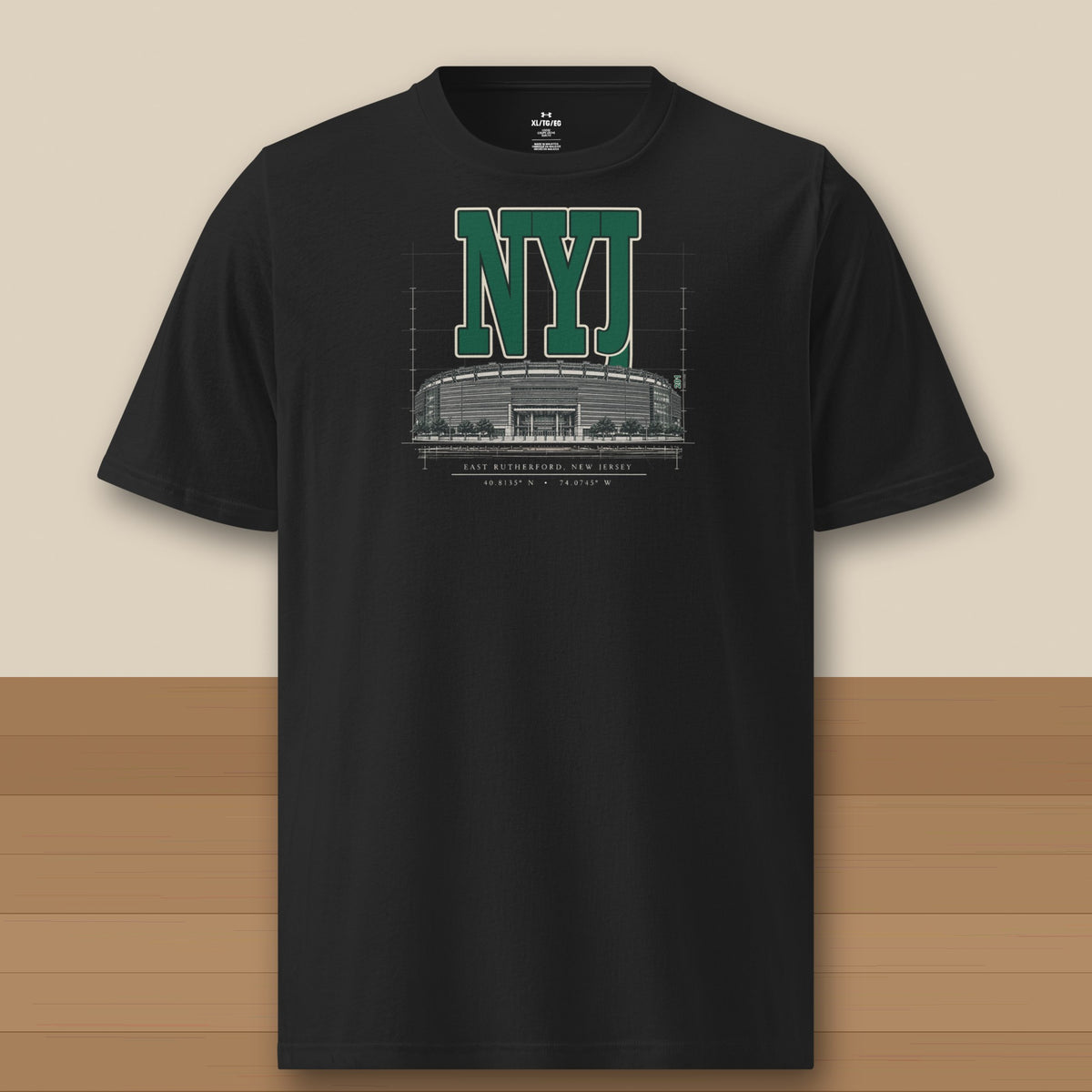 Under Armour Tee · Black · front · New York Green Blueprint City athletic tee in black