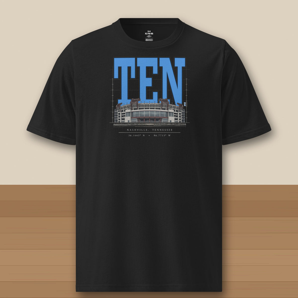 Under Armour Tee · Black · front · Tennessee Blueprint City athletic tee in black
