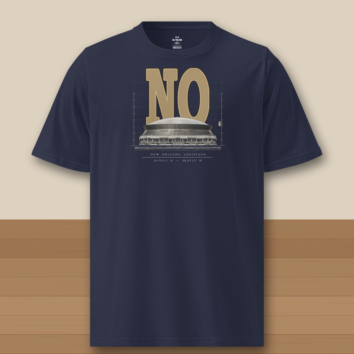 Under Armour Tee · Navy · front · New Orleans Blueprint City athletic tee in navy
