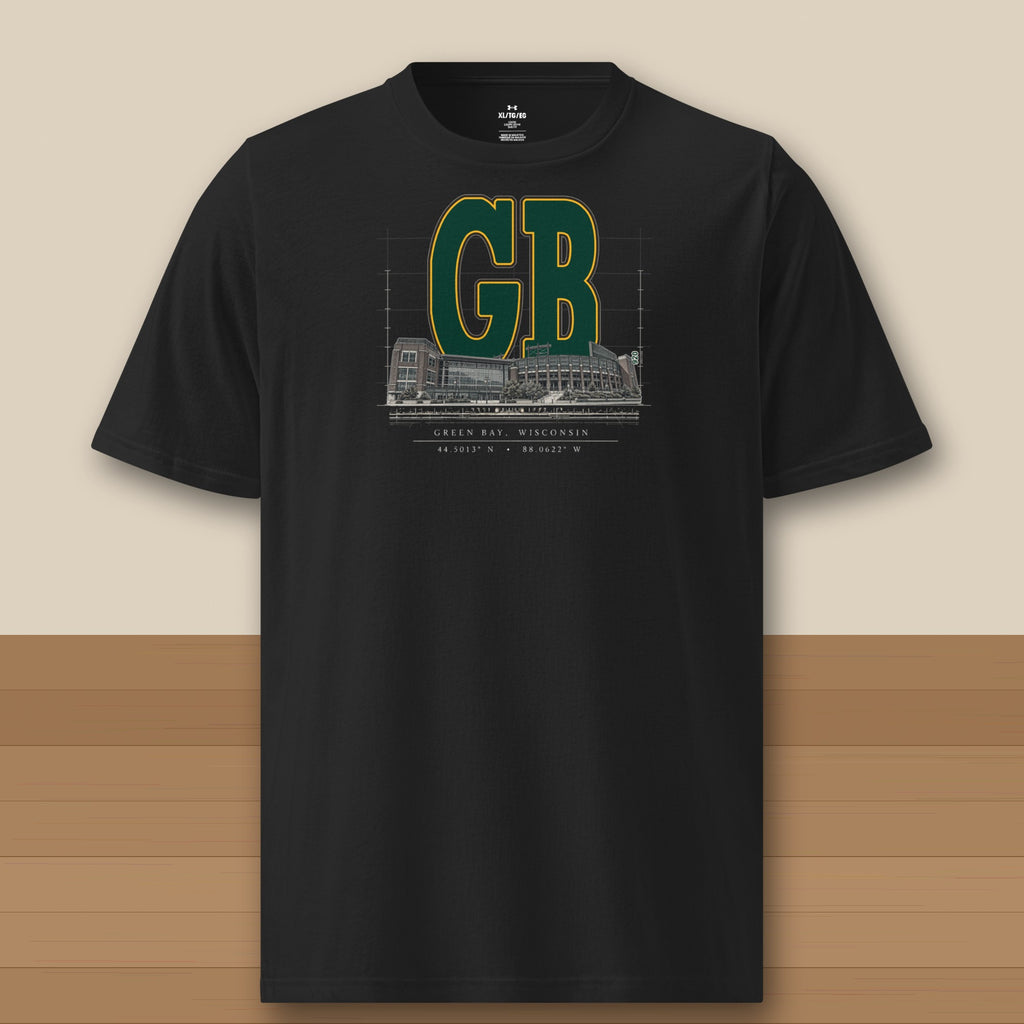 Under Armour Tee · Black · front · Green Bay Blueprint City athletic tee in black