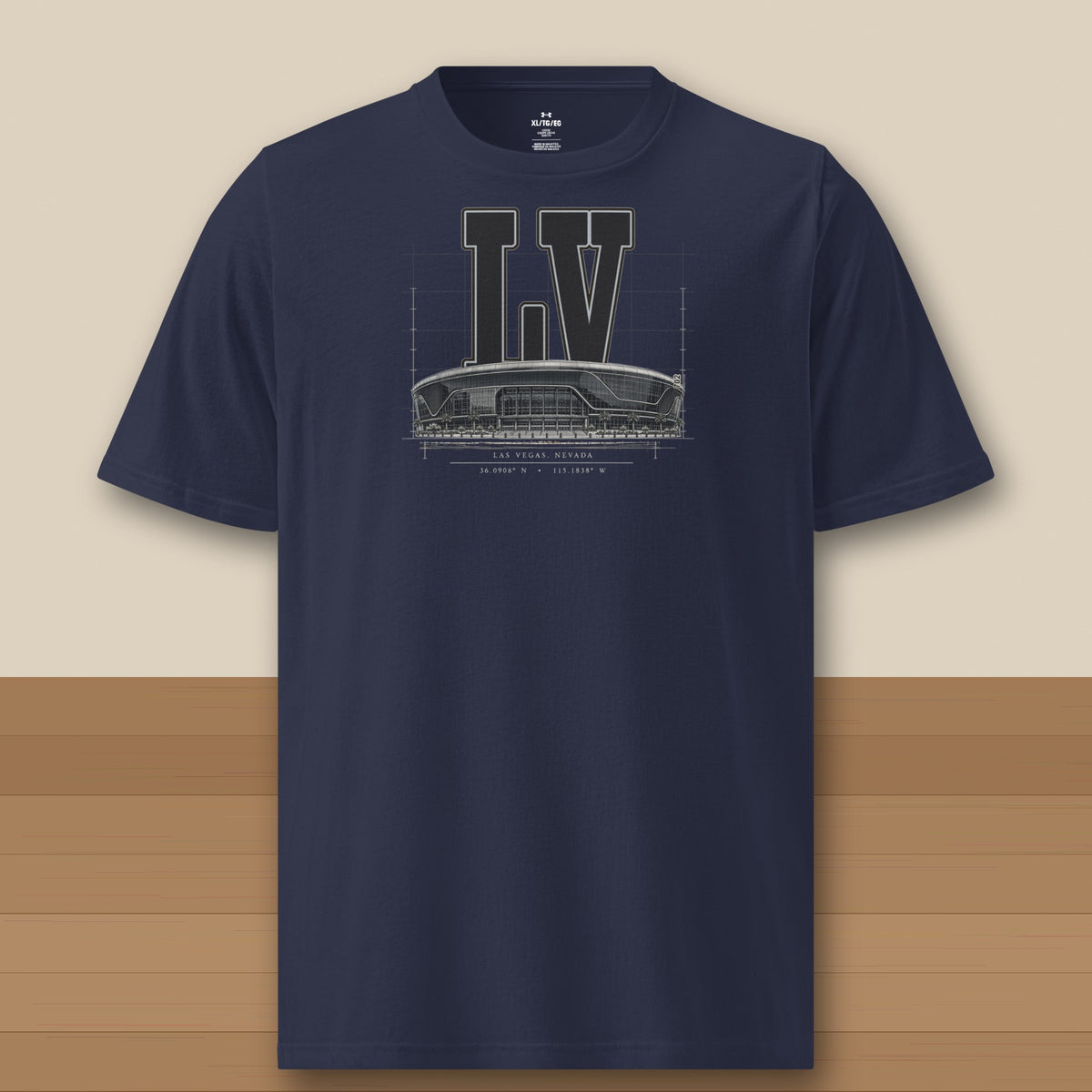 Under Armour Tee · Navy · front · Las Vegas Blueprint City athletic tee in navy