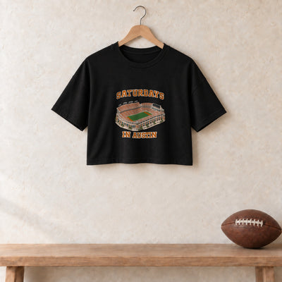 Color Black, Saturdays in Austin Women's Crop Top in black