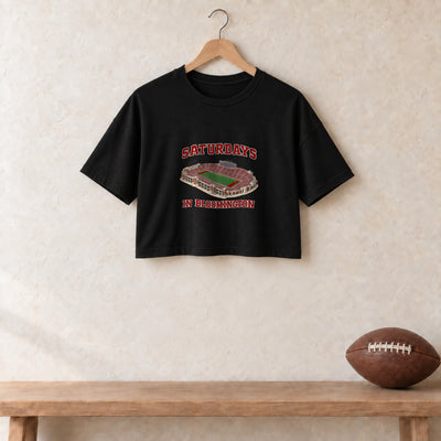 Color Black, Saturdays in Bloomington Women's Crop Top in black