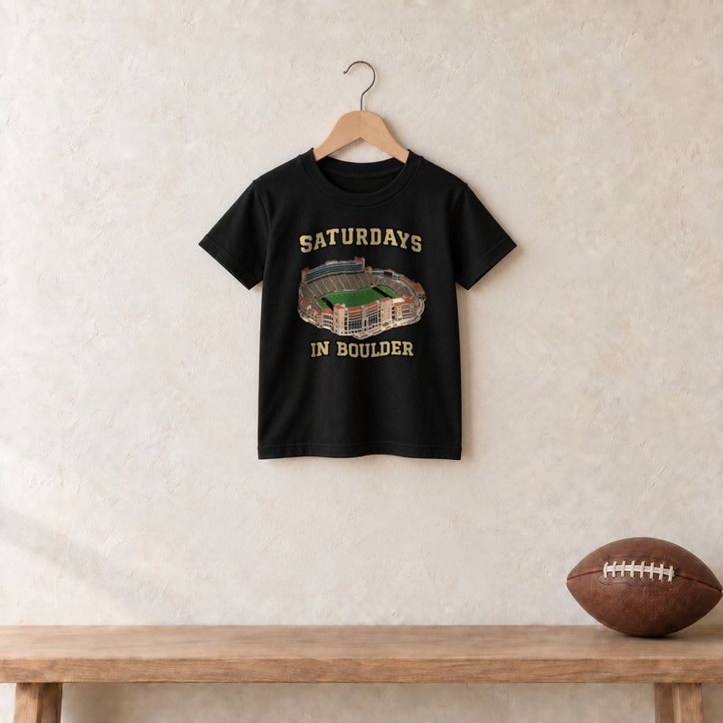 Color Black, Saturdays in Boulder Youth Classic Tee in black