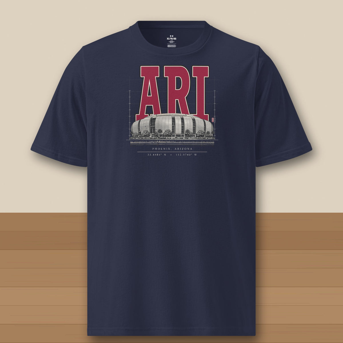 Under Armour Tee · Navy · front · Arizona Blueprint City Under Armour tee in navy