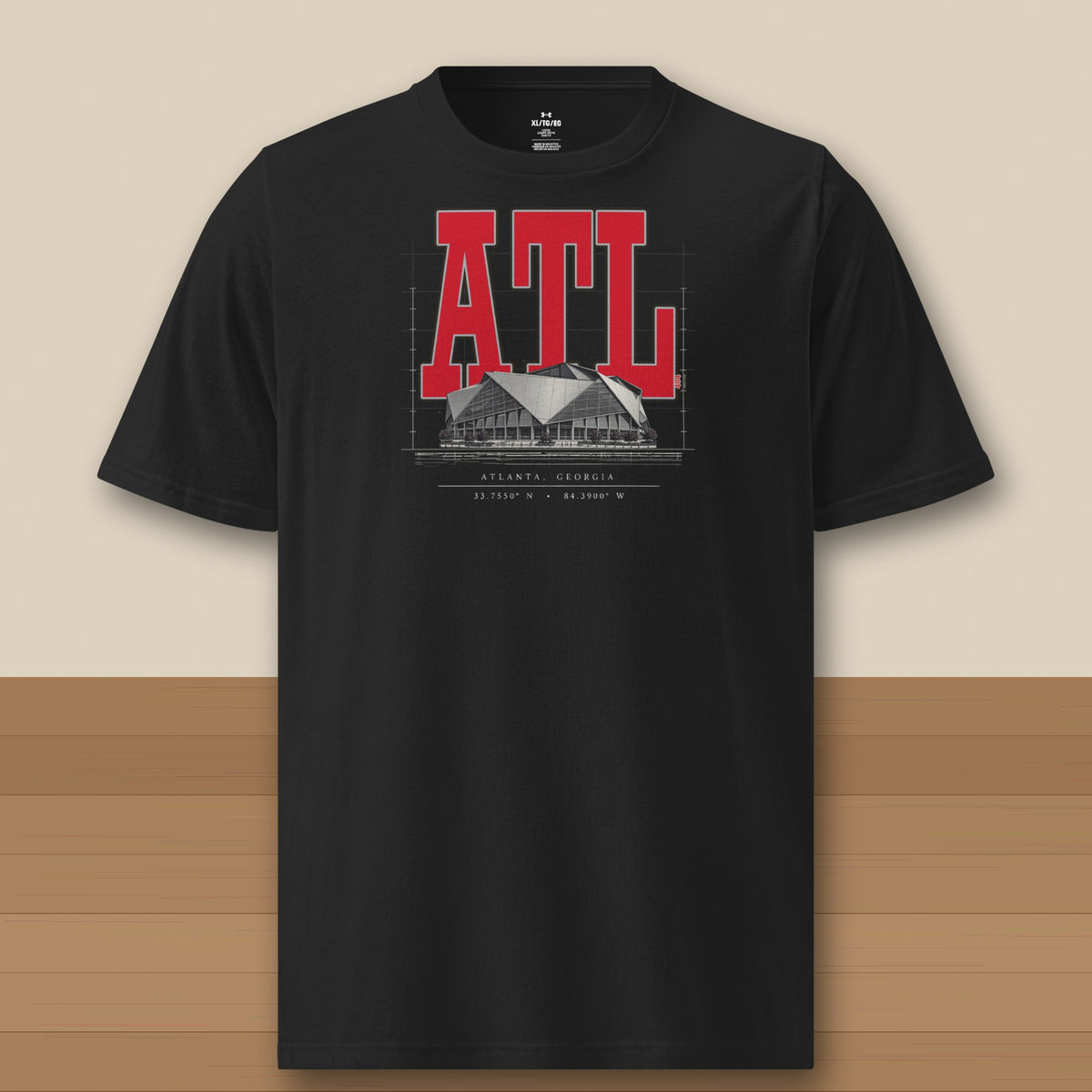 Under Armour Tee · Black · front · Atlanta Blueprint City Under Armour tee in black