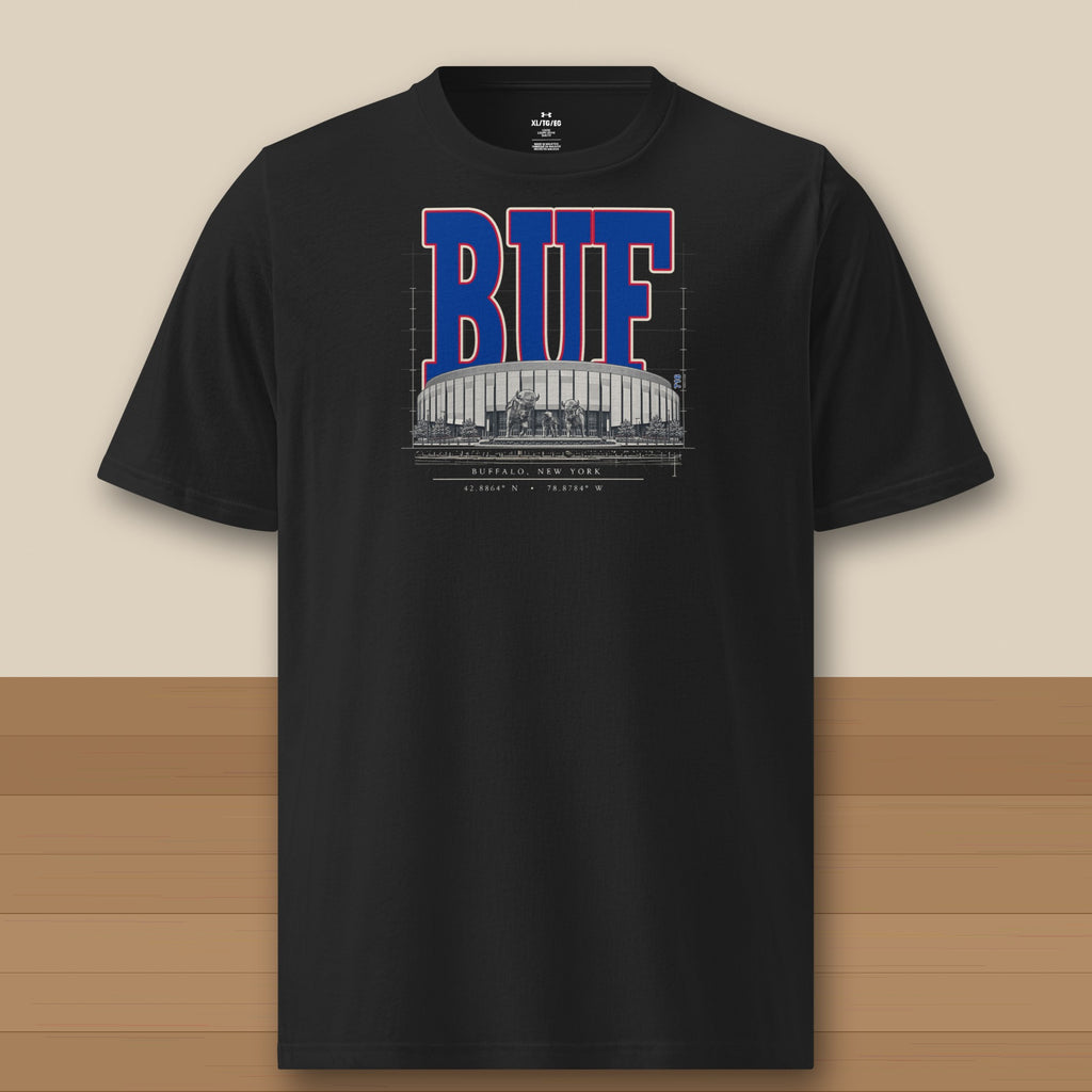 Under Armour Tee · Black · front · Buffalo Blueprint City Under Armour tee in black