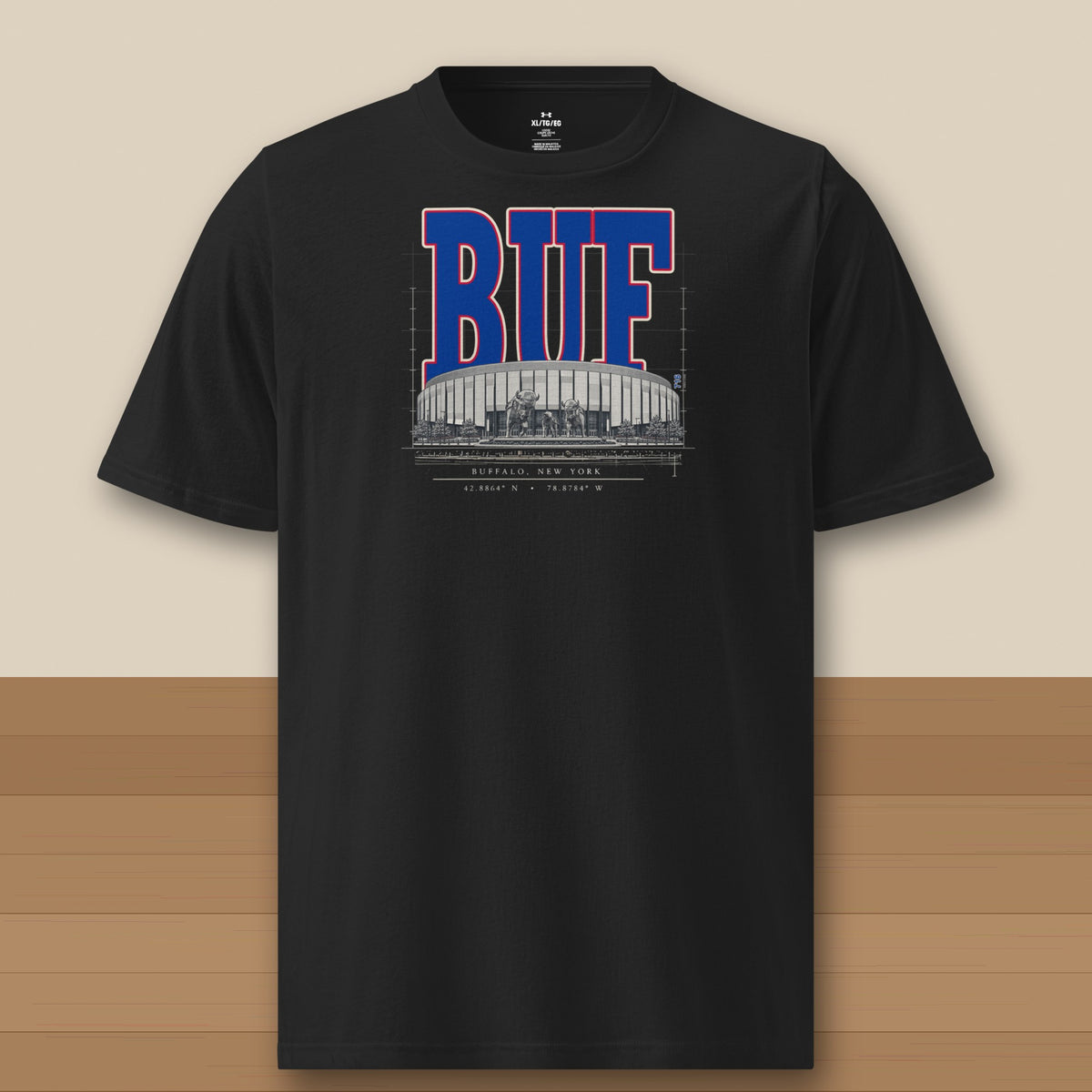 Under Armour Tee · Black · front · Buffalo Blueprint City Under Armour tee in black