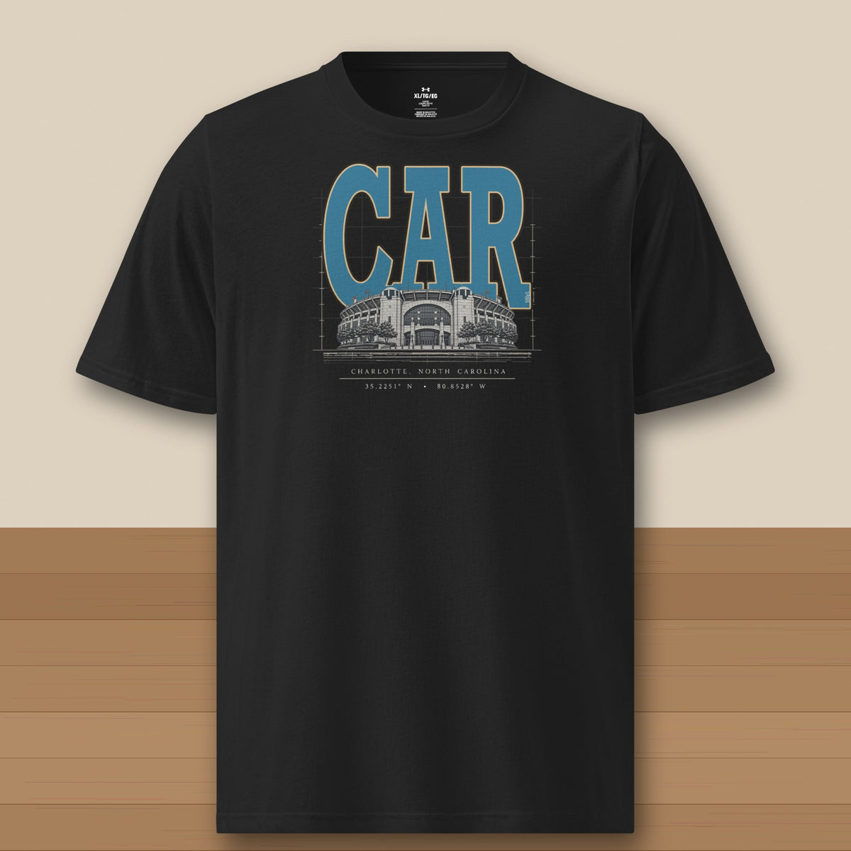 Under Armour Tee · Black · front · Carolina Blueprint City Under Armour tee in black