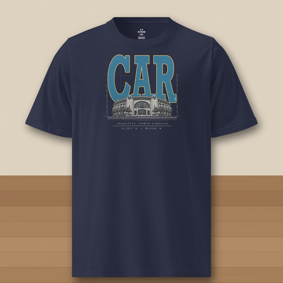 Under Armour Tee · Navy · front · Carolina Blueprint City Under Armour tee in navy