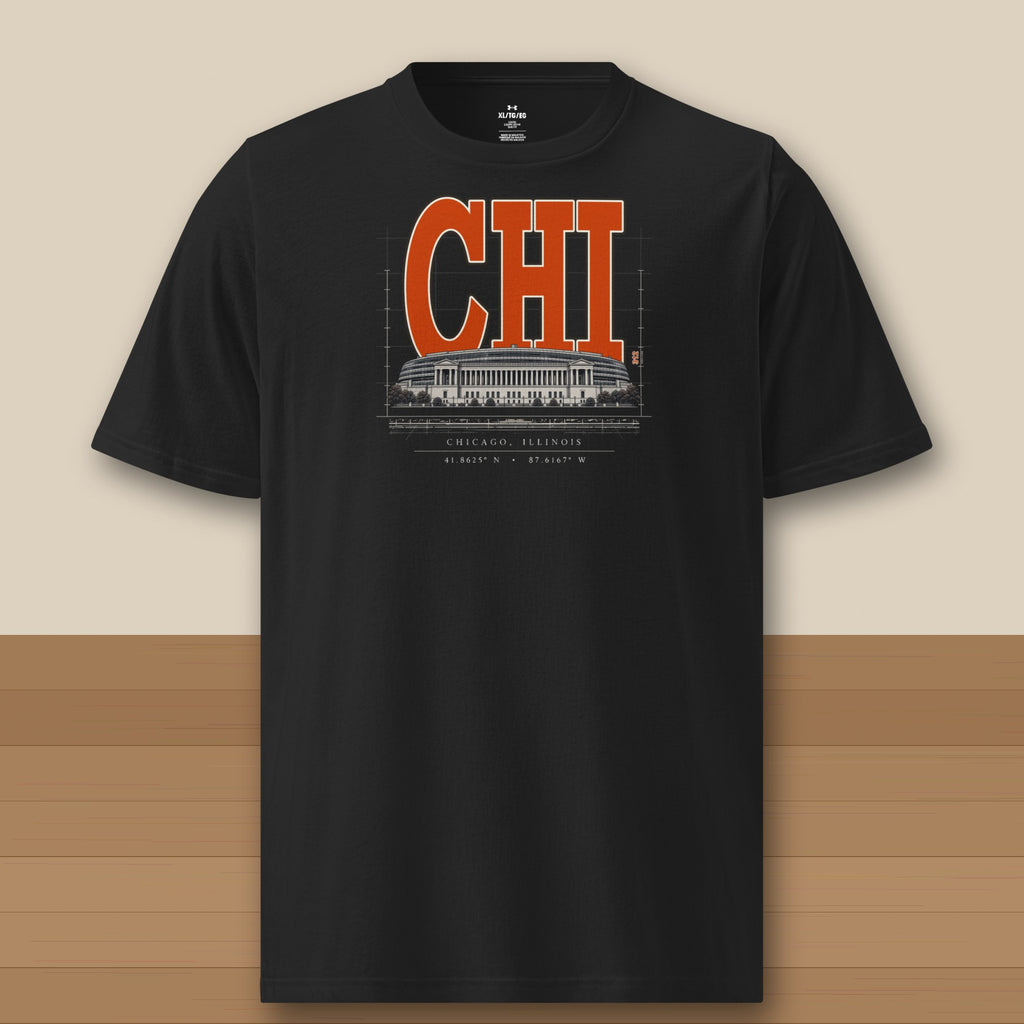 Under Armour Tee · Black · front · Chicago Blueprint City Under Armour tee in black