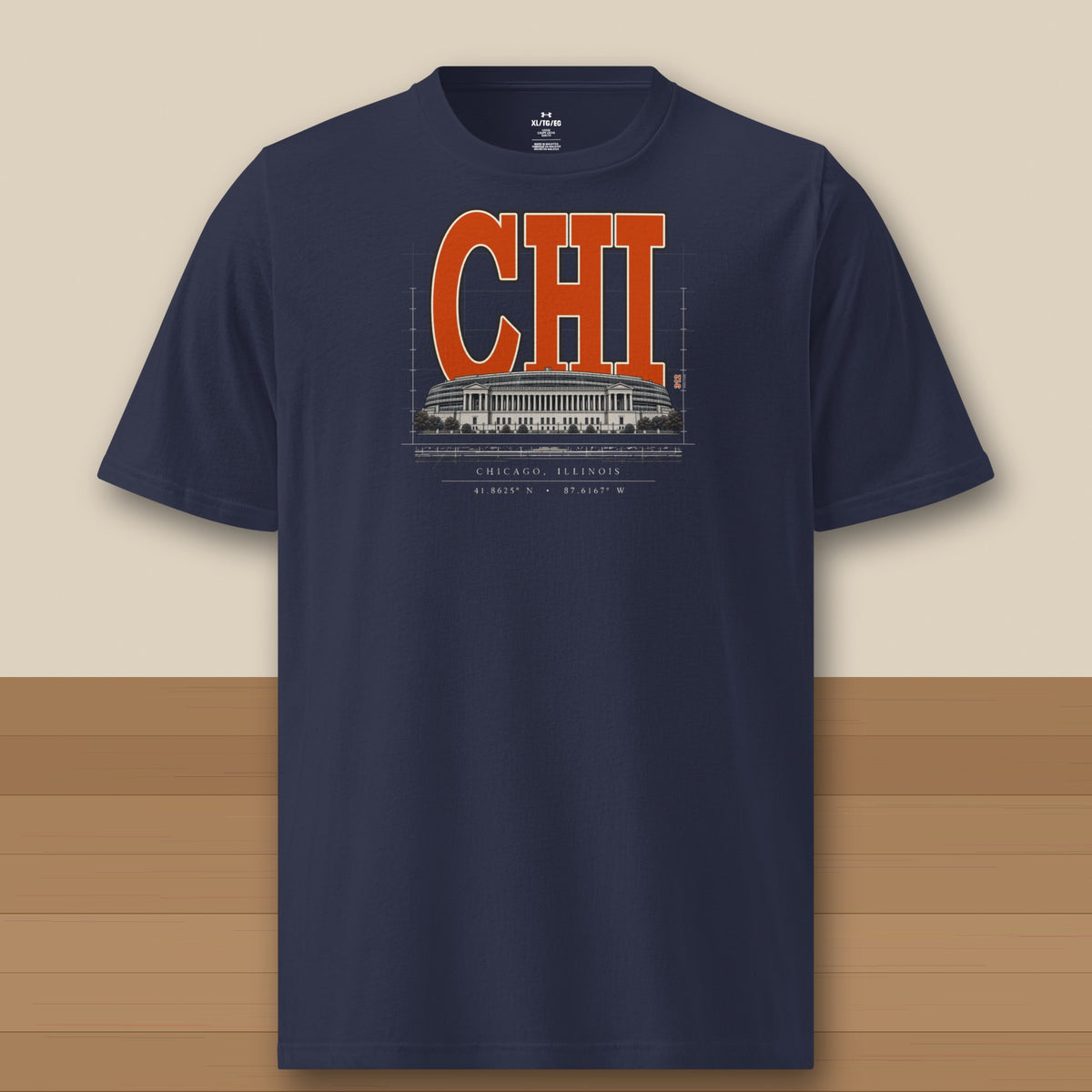 Under Armour Tee · Navy · front · Chicago Blueprint City Under Armour tee in navy