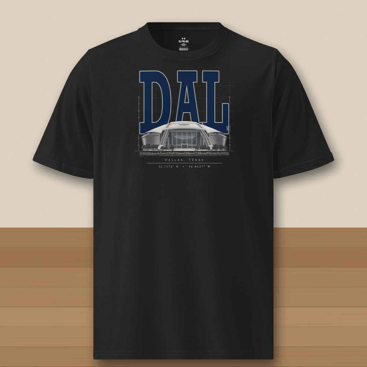 Under Armour Tee · Black · front · Dallas Blueprint City Under Armour tee in black