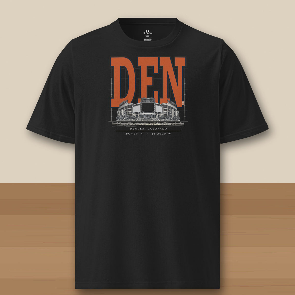 Under Armour Tee · Black · front · Denver Blueprint City Under Armour tee in black
