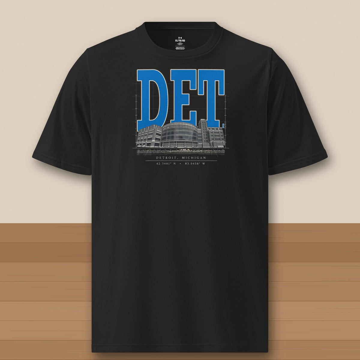 Under Armour Tee · Black · front · Detroit Blueprint City Under Armour tee in black