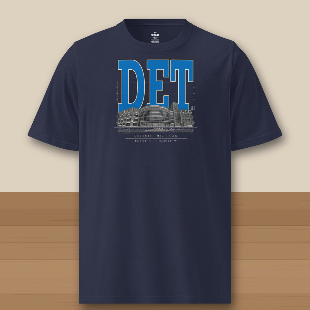 Under Armour Tee · Navy · front · Detroit Blueprint City Under Armour tee in navy
