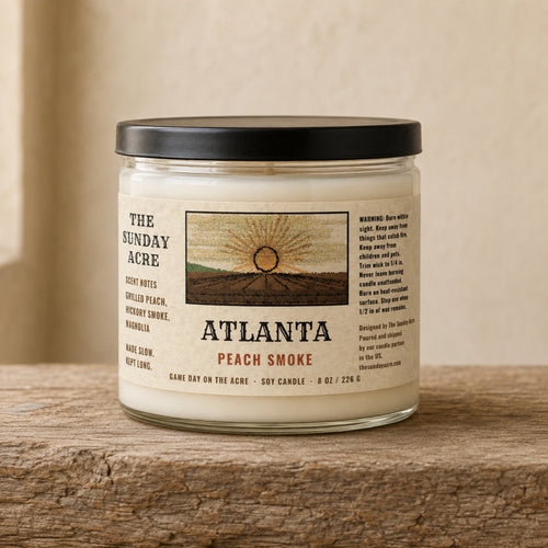 mockup: Atlanta — Peach Smoke — 9 oz Soy Candle