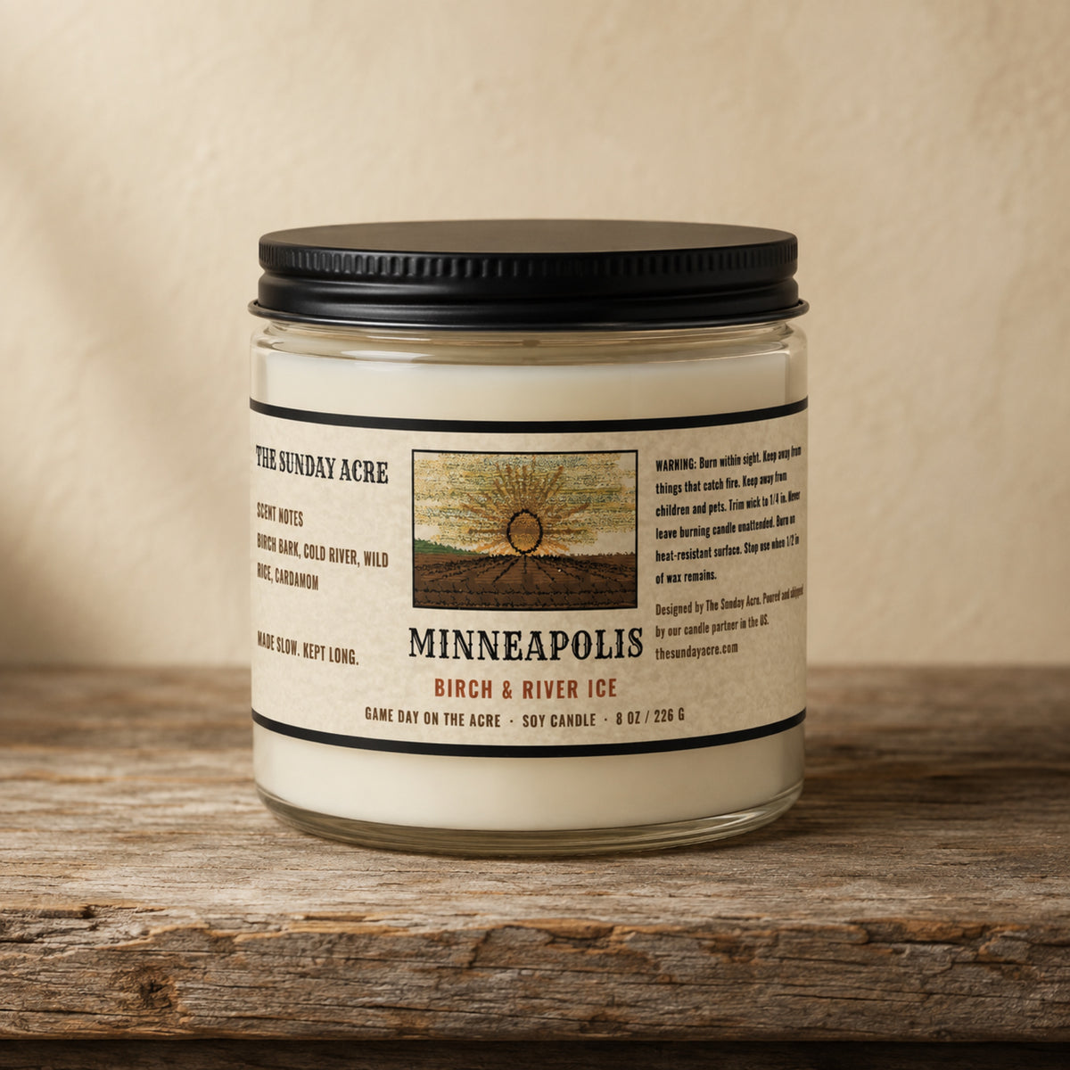 mockup: Minneapolis — Birch & River Ice — 9 oz Soy Candle
