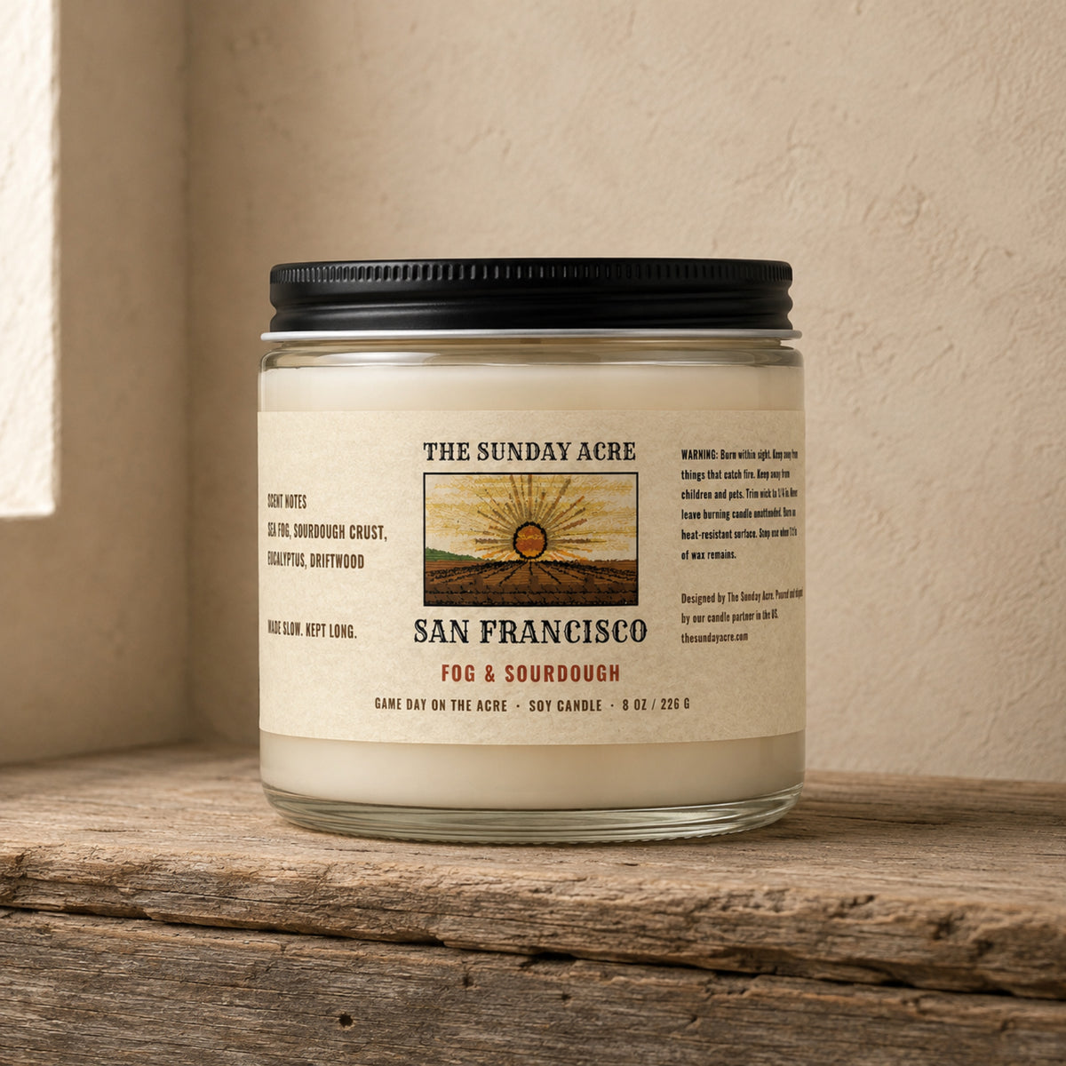 mockup: San Francisco — Fog & Sourdough — 9 oz Soy Candle