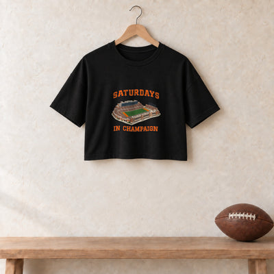 Color Black, Saturdays in Champaign Women's Crop Top in black