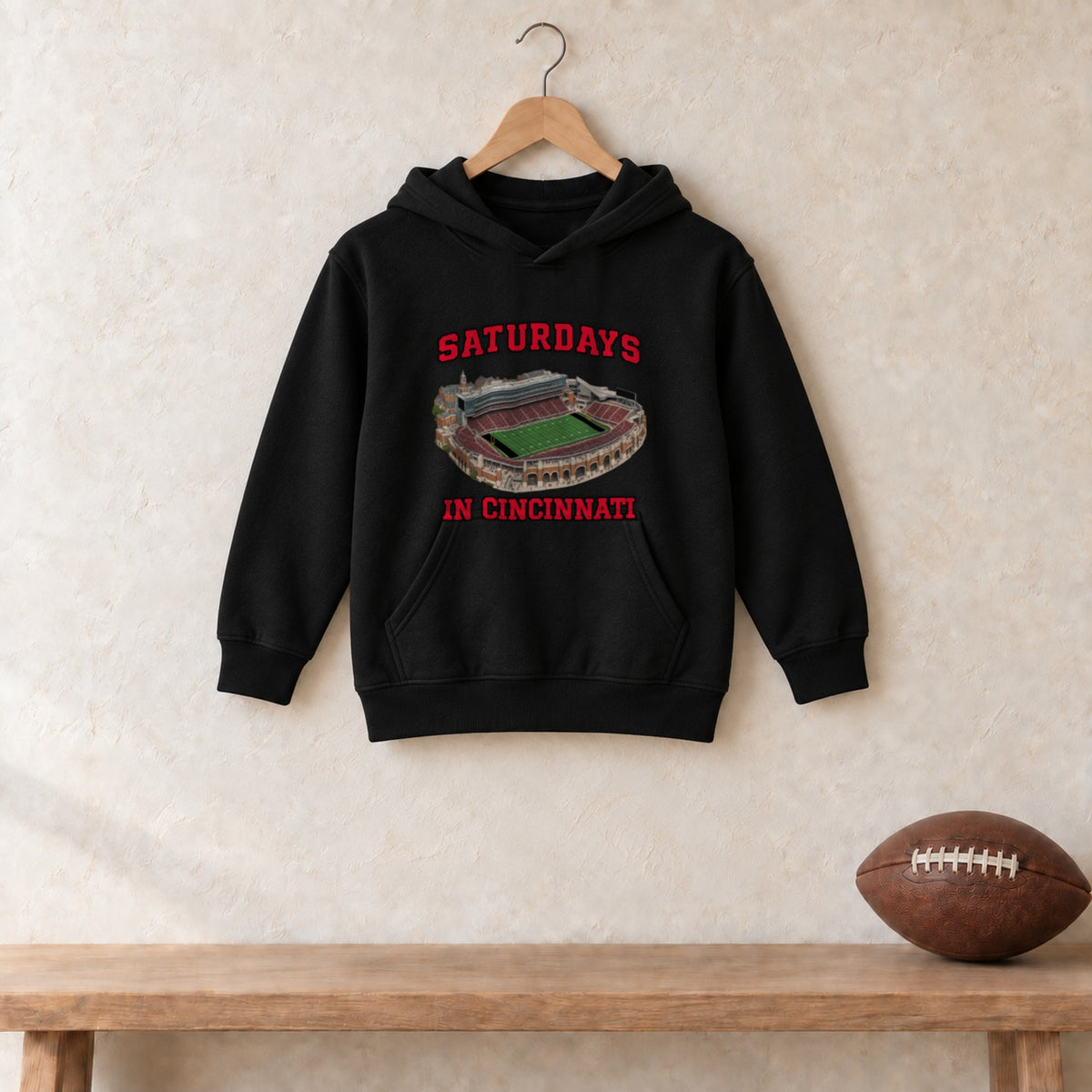 Color Black, Saturdays in Cincinnati Youth Heavy Blend Hoodie in black