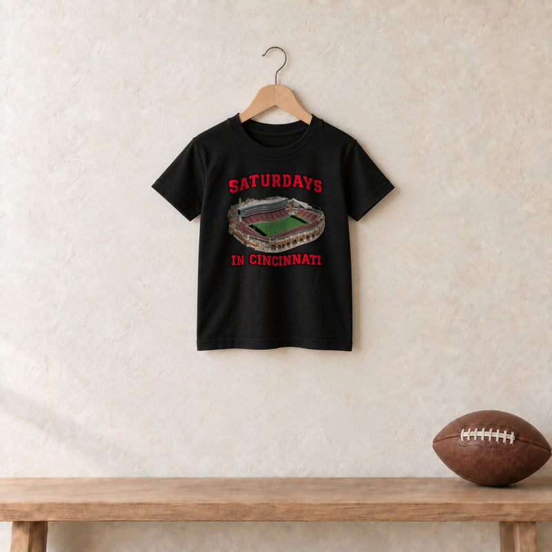 Color Black, Saturdays in Cincinnati Youth Classic Tee in black