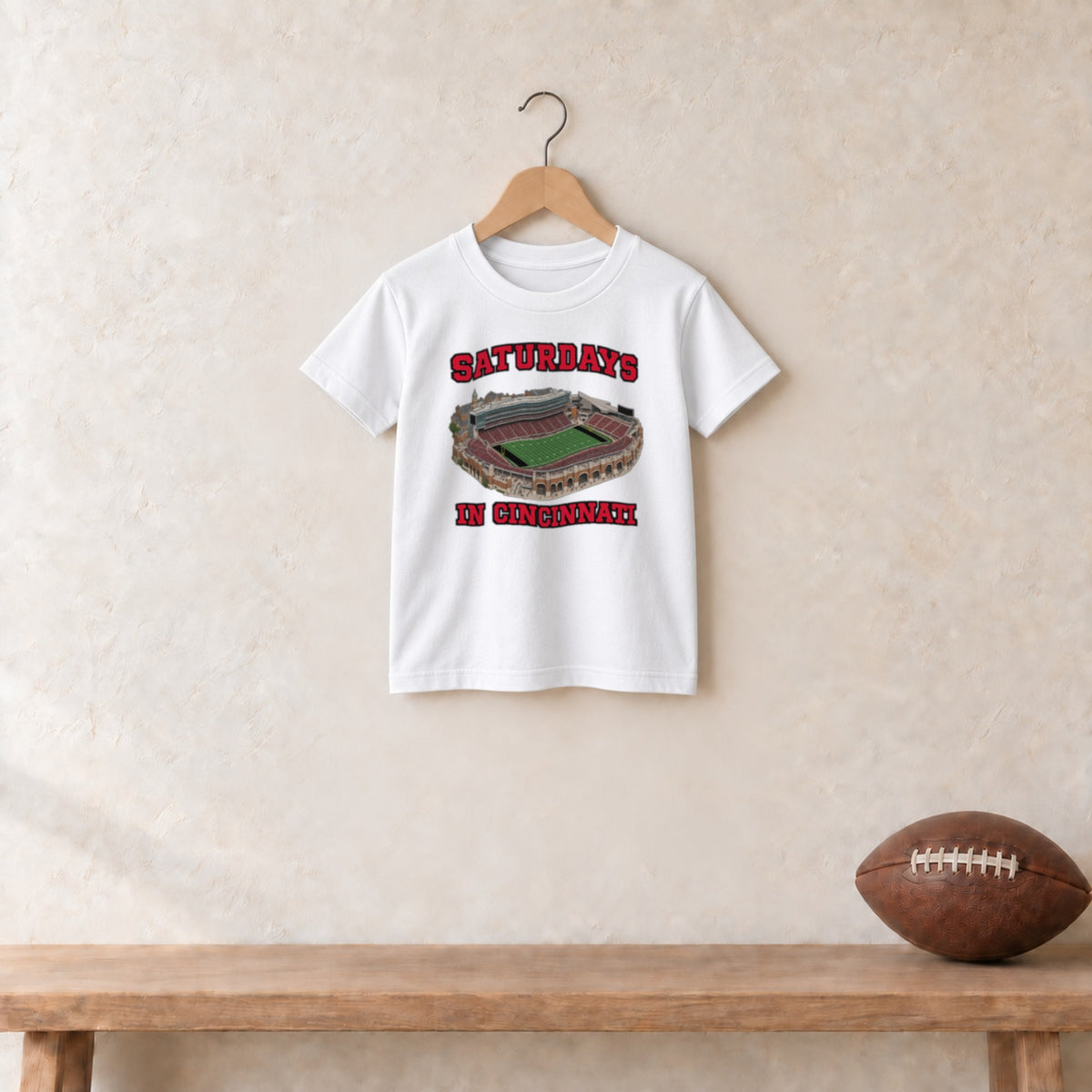 Color White, Saturdays in Cincinnati Youth Classic Tee in white