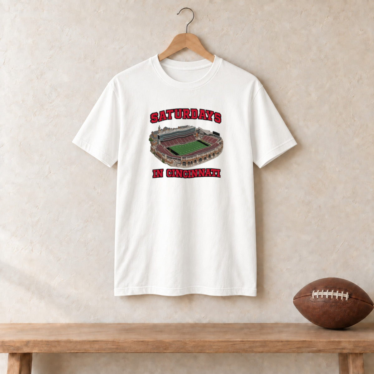 Color White, Saturdays in Cincinnati Unisex Classic Tee in white
