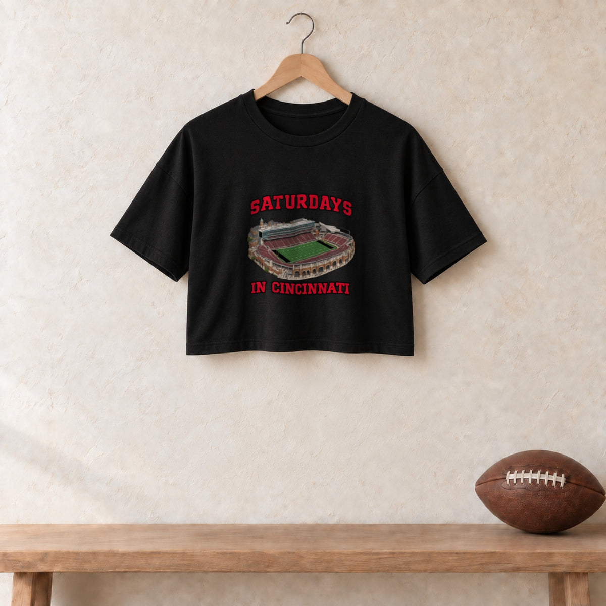 Color Black, Saturdays in Cincinnati Women's Crop Top in black