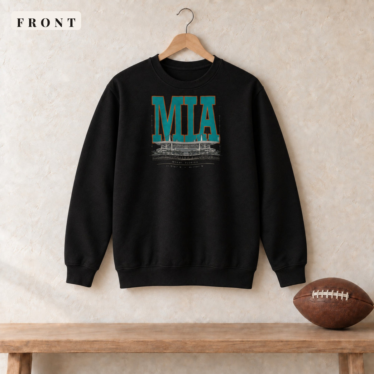 Crewneck · Black · front · Miami Blueprint City crewneck in black