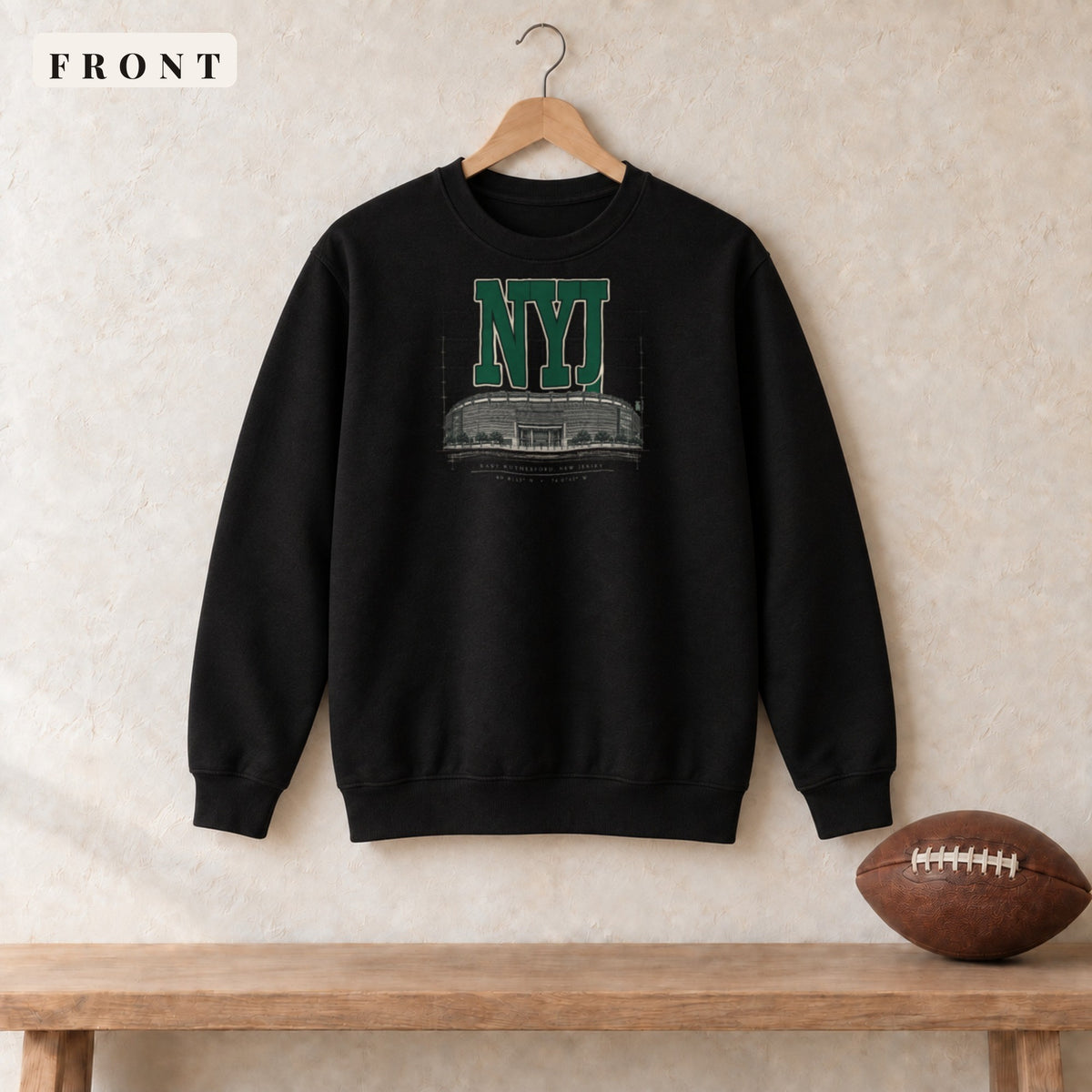 Crewneck · Black · front · New York Green Blueprint City crewneck in black