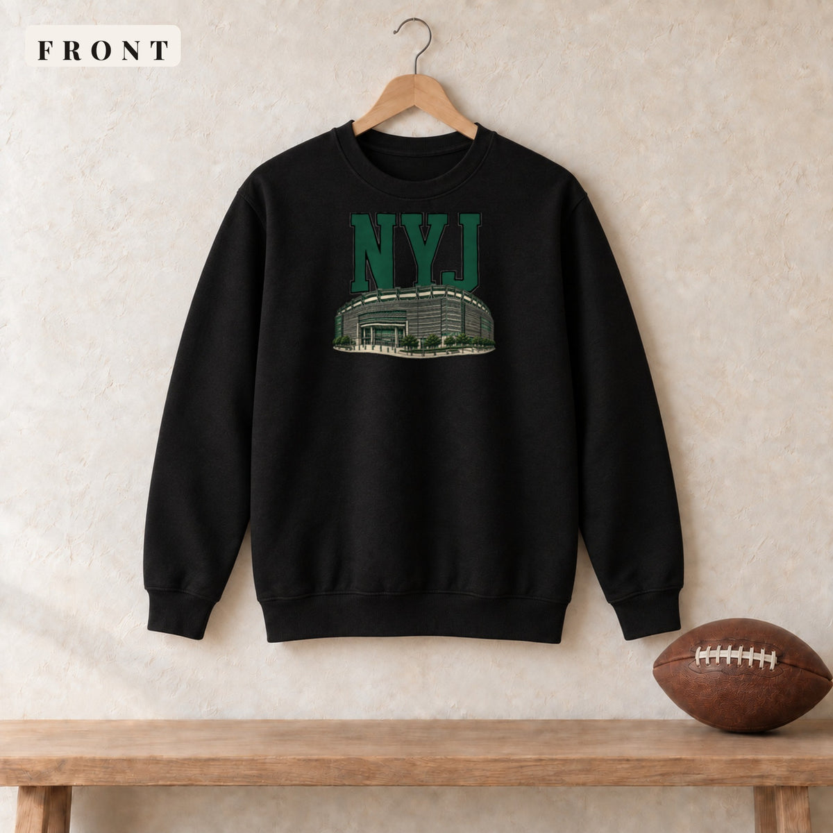 Crewneck · Black · front · New York Green Home Field Advantage crewneck in black