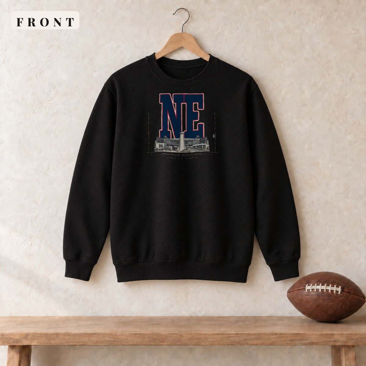 Crewneck · Black · front · New England Blueprint City crewneck in black