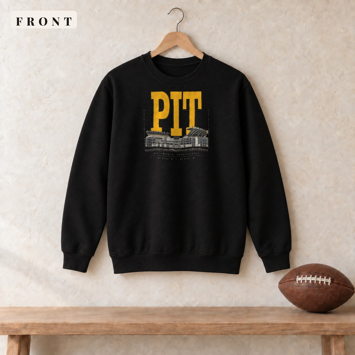 Crewneck · Black · front · Pittsburgh Blueprint City crewneck in black