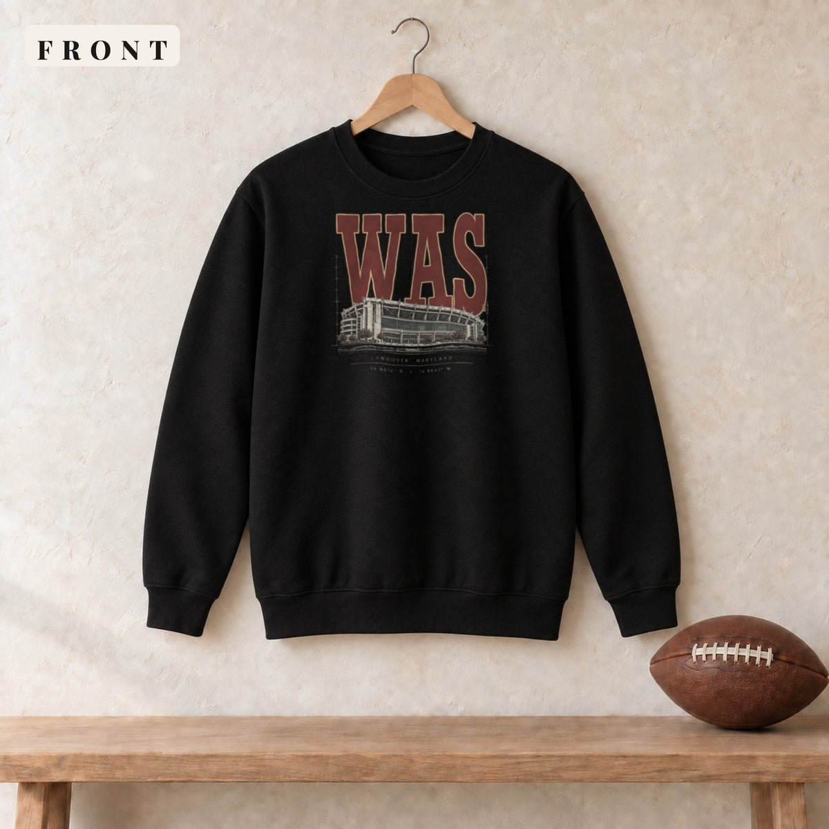Crewneck · Black · front · Washington Blueprint City crewneck in black