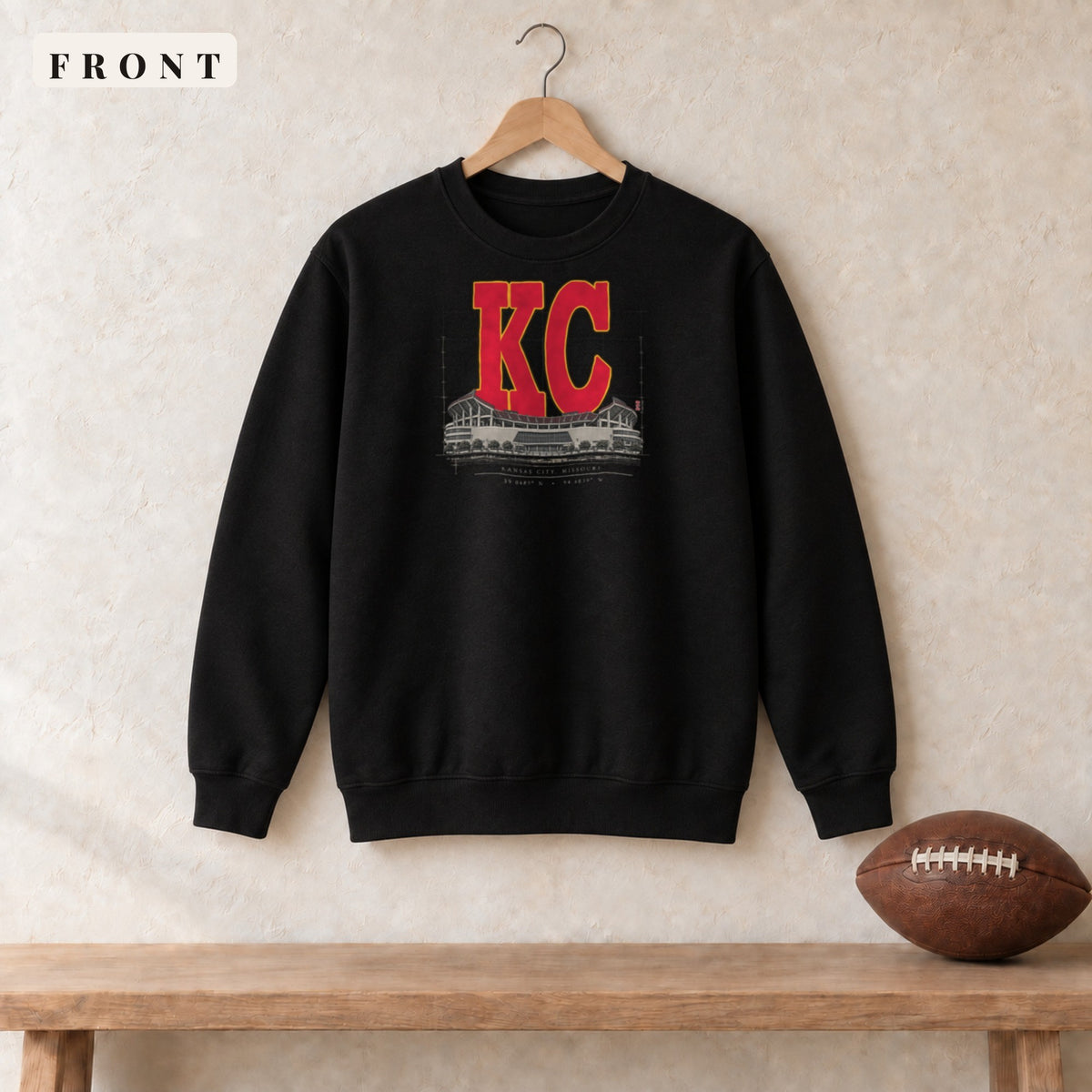 Crewneck · Black · front · Kansas City Blueprint City crewneck in black